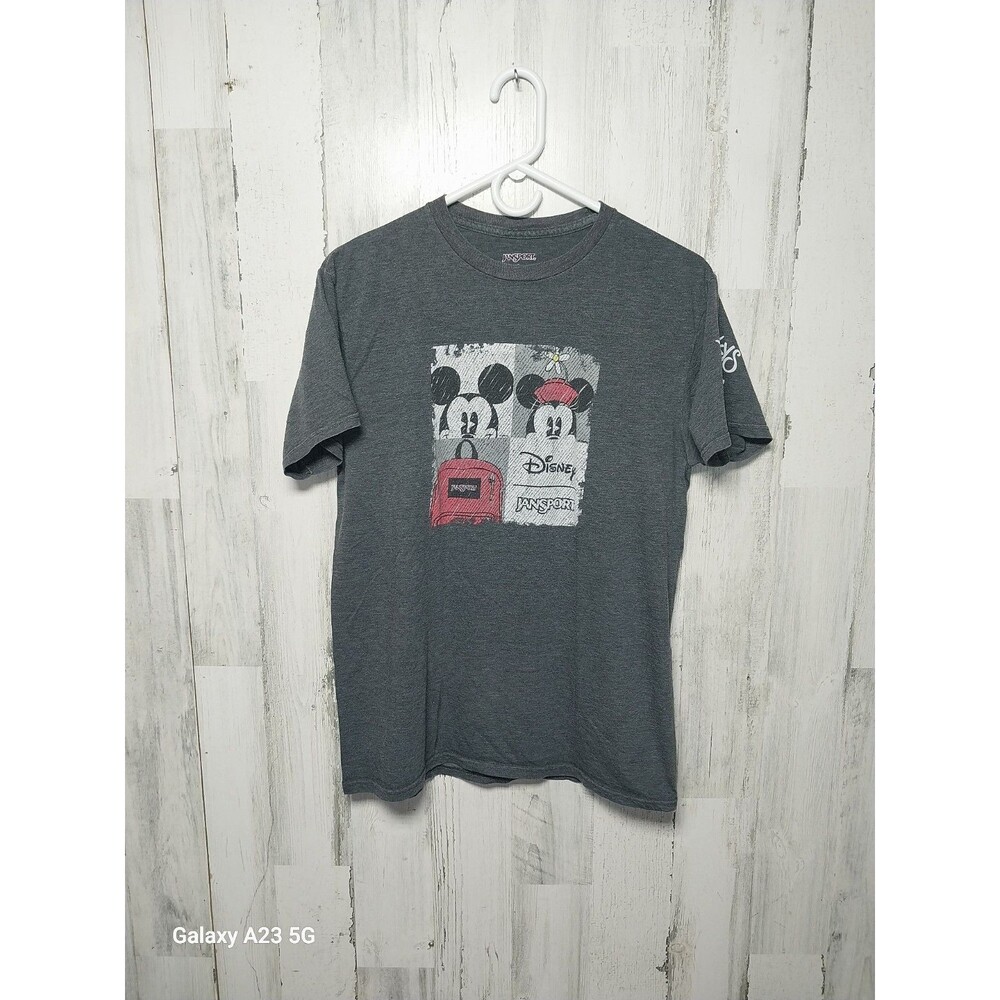 JanSport T-Shirt Mens Large Crewneck Graphic Disney Mickey & Minnie Mouse Gray